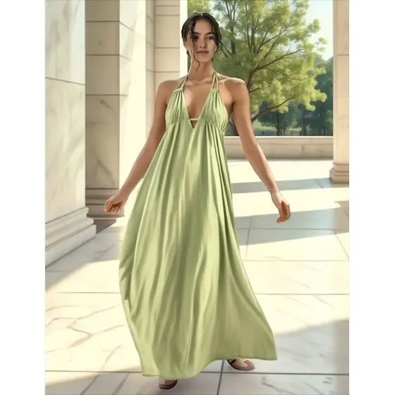 Vestido Largo Lino Premium July Amplio Apto Embarazada Mujer