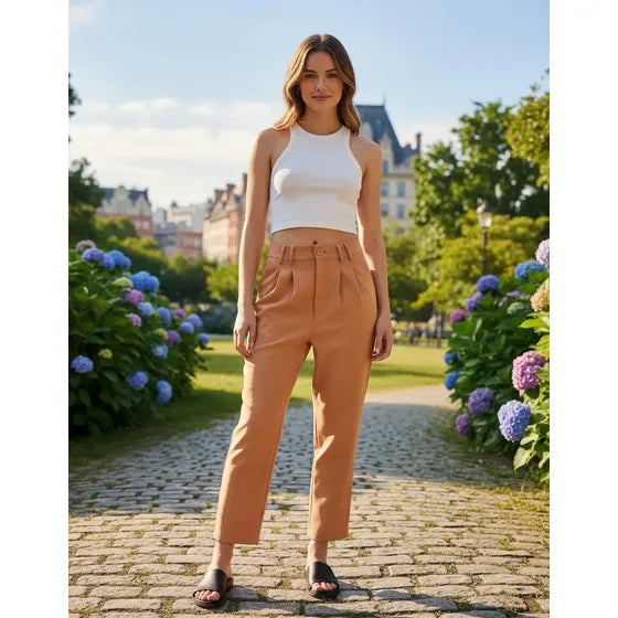Pantalón Sastrero Sicilia Premium Creppe Tiro Alto Y Pinzas