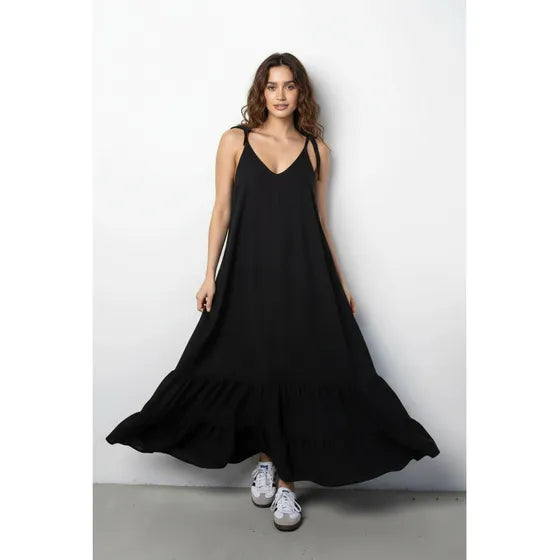 Vestido Largo Luana Lino Premium Solero Bretel Regulable