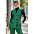 Chaleco Largo Sastrero Premium Cuerina Forrado Mujer