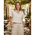 Camisa Mujer Elegancia Casual Pupera Manga Corta Poplin