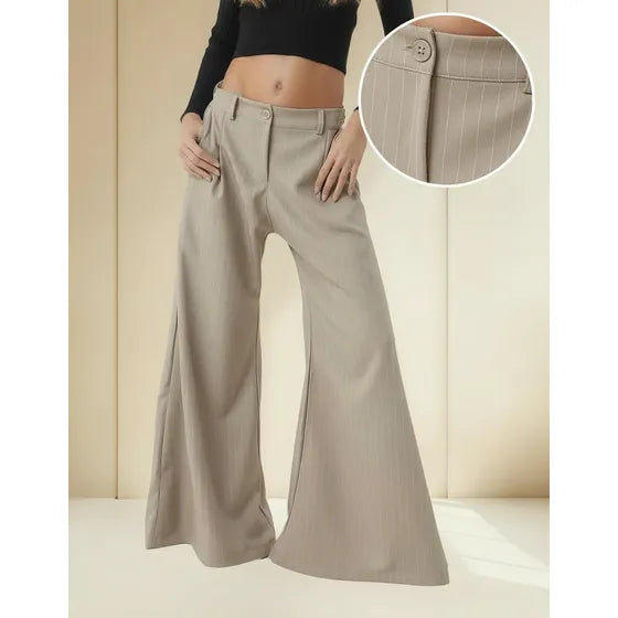 Pantalón Palazzo Praga Rayas Mujer Wide Legg Oxford Elegante