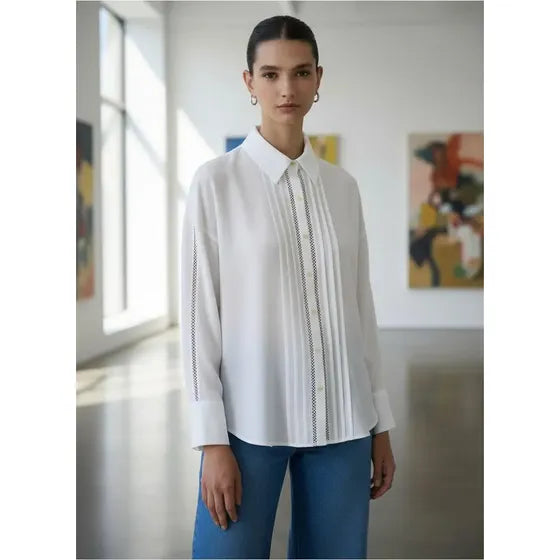 Camisa Mujer Paola Chic C Broderi Manga Larga