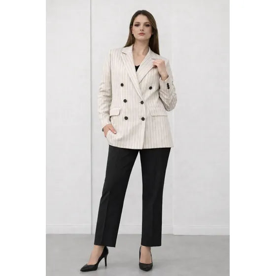 Blazer Sastrero Dafne Saco Elegante Mujer Bolsillo Y Forro